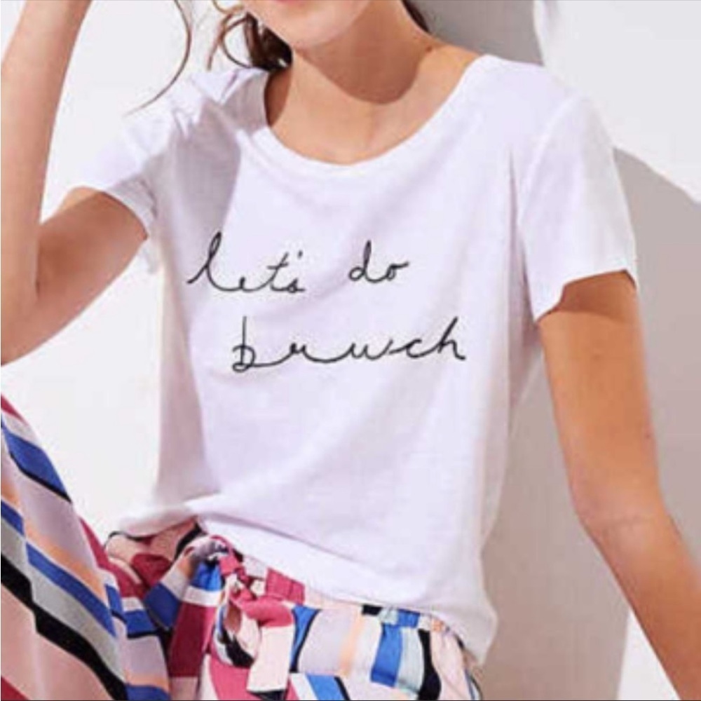 Loft let’s do brunch white tee shirt